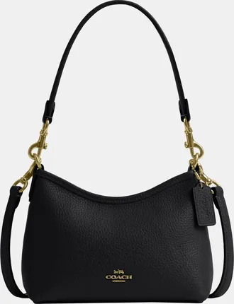 Coach Womens Laurel Small Shoulder Bag in Lux Pebble Leather - Black - One Size