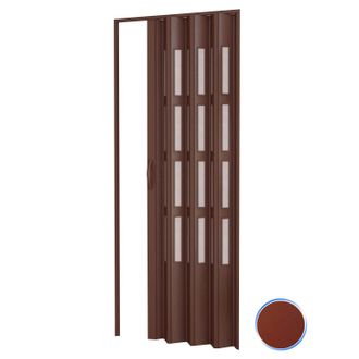 Pinto Pinto - Puerta Plegable De Interior En Kit Con Vidrios De Pvc Mod. Sonia Caoba 82x220 Cm
