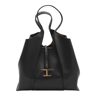 Tod's Tassen, Dames, Zwart, ONE Size, Leer, T Timeless Shopping Bag