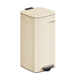 Songmics Cubo de basura de cocina de 30 l de acero inoxidable dorado y negro