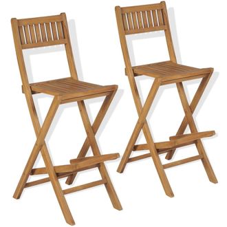 vidaXL Vidaxl - Taburetes Plegables De Bar De Jard&iacute;n 2 Uds Madera Teca Maciza