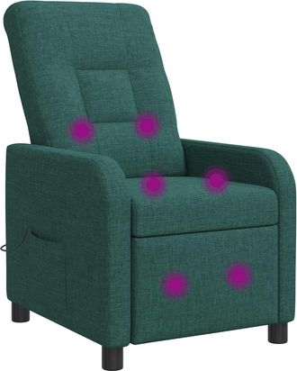 vidaXL Silla De Masajes Reclinable Verde Oscuro Tela Vidaxl