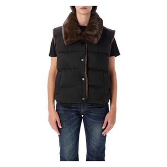 Vegancode Puffer Vest Faux Fur - - Jackets - Donna - Nero - S
