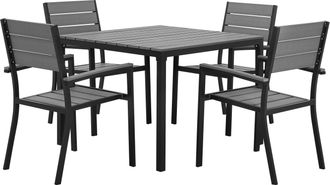Beliani Conjunto De Comedor De Jard&iacute;n Gris De 5 Piezas Mesa Y 4 Sillas Prato