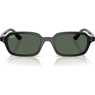 Ray-Ban Zuri 52mm Rectangle Sunglasses in Black /Dark Green at Nordstrom