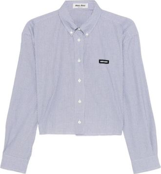 Miu Miu Check Pattern Cropped Poplin Shirt