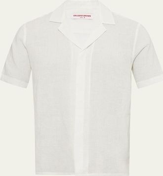 Orlebar Brown Mens Maitan Linen Camp Shirt