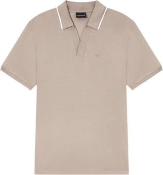 Emporio Armani V Neck Pique Polo Collar Shirt