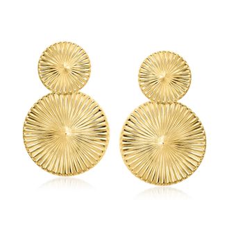 Ross-Simons Italian 18kt Gold Over Sterling Double-Disc Drop Earrings