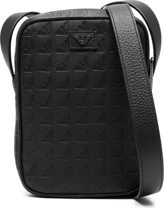 Emporio Armani Borsa messenger con logo goffrato - Nero