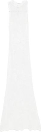 Twinset Kleedjes, Dames, Wit, M, Lange Jersey Maxjurk met Bloemendessin