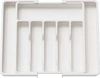 OEM Bandeja Extensible Para Utensilios De Cocina, Organizador Ajustable Para Cajones, Almacenamiento Compacto De Pl&aacute;stico Para Utensilios, Color Blanco