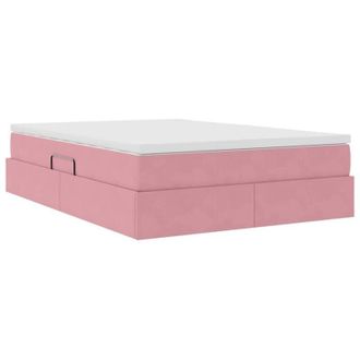 vidaXL Storage Bed with Mattress with Storage Pink 140 x 200 cm Velvet vidaXL