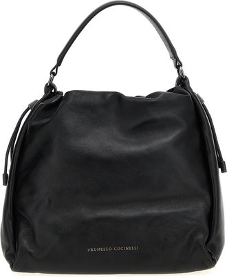 Brunello Cucinelli Bucket Mellow Borse A Mano Nero-Donna