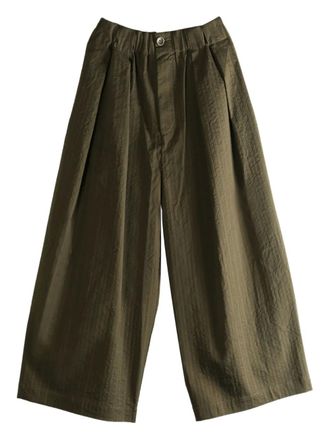 Uma Wang pleated cropped trousers - women - Fabric - S - Brown