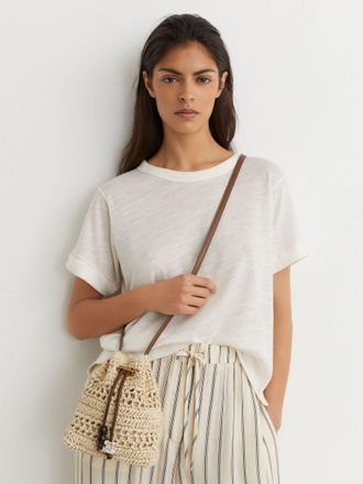 Reiss Natural Raffia-effect Mini Crossbody Bag