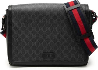 Gucci Black Gray Gg Supreme Messenger Bag Shoulder Bag (Pre-Owned)