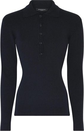 Bruuns Bazaar Anemone BBValea Gebreide Polo - Dames - Ronde hals truien - Blauw - XS - Truien & Vesten