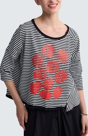 Luukaa D'Celli Tessa Striped Jersey Top in Black Strip at Nordstrom, Size X-Large