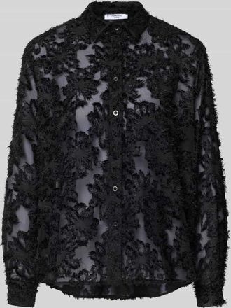 Zabaione Semitransparente Bluse mit Hemdblusenkragen Modell Ol44isii in Black, Gr&ouml;&szlig;e XXL