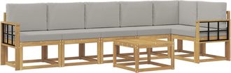 vidaXL Conjunto De Sof&aacute;s De Exterior 7 Uds. Blanco Y Gris Claro Vidaxl