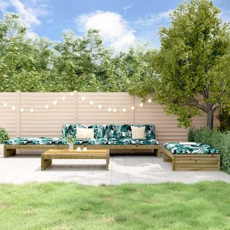 vidaXL Juego De Muebles Jard&iacute;n 5 Pzas Y Cojines Madera Pino Impregnada Vidaxl
