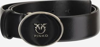Pinko Black Round Logo Buckle Solid Belt