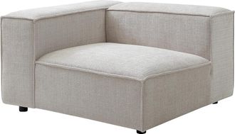 Vente-Unique Poltrona Angolare Sinistra In Tessuto Ciniglia Beige - Ruzolo