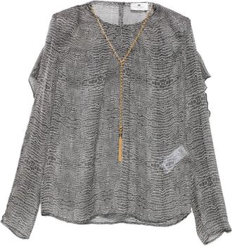 Elisabetta Franchi Top met reptielenprint - Dames - Blouses - Zwart - M - Overhemden