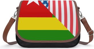 Generic USA And Togo Flag Crossbody Bag Womens Handbag PU Message Bags Shoulder Purse with Adjustable Strap