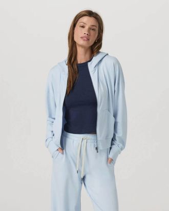 Vuori Clothing Halo Modern Full Zip Hoodie In Soft Sky Heather