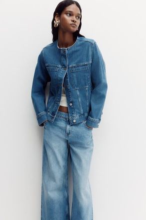 H&M Collarless Trucker Jacket in Denim Blue at Nordstrom, Size X-Small
