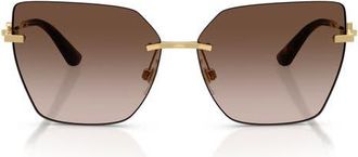 Dolce & Gabbana 62mm Oversize Gradient Cat Eye Sunglasses in Gold /Brown Gradient at Nordstrom