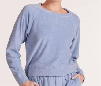 bobi Long Sleeve Terry Raglan Top In Water