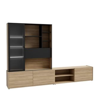 Home Heavenly Mueble sal&oacute;n modular con gran estanter&iacute;a vitrina negra