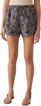 Faherty Palma Tie Waist Linen Shorts in Charcoal Banana Leaf at Nordstrom Rack, Size Xx-Small