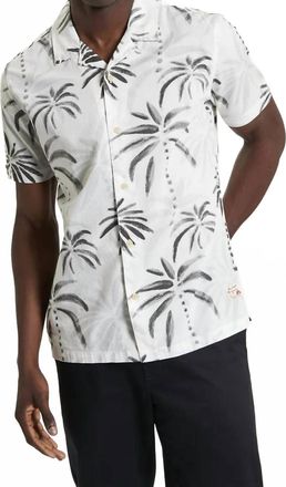 Ben Sherman Palm Print Shirt In Snow White