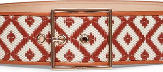 Max Mara Womens Wide Raffia-Effect Belt Multicolour Cotton