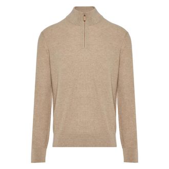 Ermenegildo Zegna Turtlenecks, male, Beige, Size: 3XL Oasi Cashmere Half-Zip Knitwear
