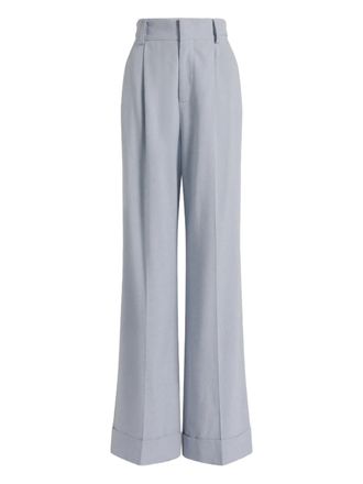 Alberta Ferretti Blue Pantalone High-Waisted Wide-Leg Viscose Trousers