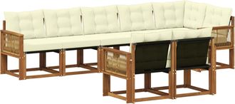vidaXL Conjunto De Sof&aacute;s De Exterior 8 Uds. Natural Y Crema Vidaxl