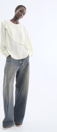 H&M Cape-detail Blouse in Cream at Nordstrom, Size X-Small