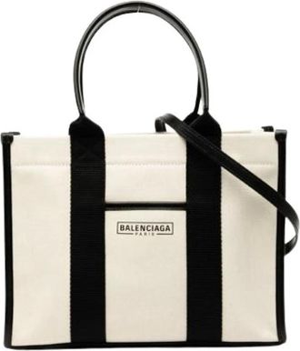 Balenciaga Pre-owned Tote Bags, female, White, Size: ONE SIZE Pre-owned Canvas Tote Bag
