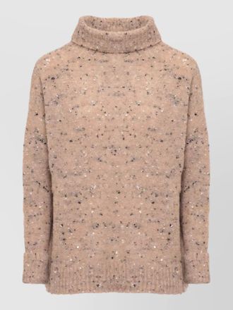 D.exterior wool high neck long sleeve sweater