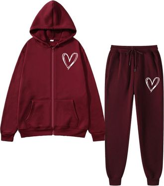 Generic Lounge Wear Sets for Women Uk Womens Activewear Long Hoodies Two Piece Outfit Solid Color and Jogger Co Ord Tracksuit Set Airport Leisure Suits Outfit