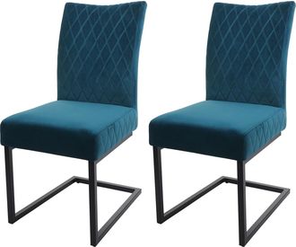 Hhg Hhg - Juego De 2 Sillas Basculantes 109, Silla De Visita Sill&oacute;n De Conferencia, Acero Revestido De Terciopelo, Azul Turquesa