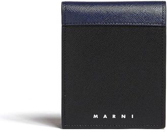 Marni logo-print leather bi-fold wallet - men - CALFSKIN - One Size - Blue