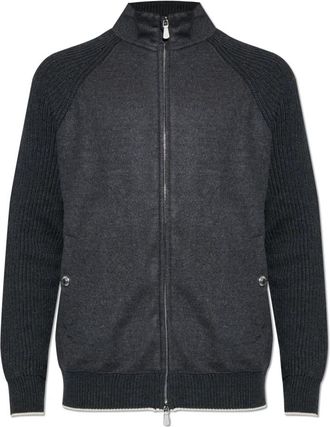 Eleventy Wollen vest met opstaande kraag - Heren - Vesten - Grijs - 2XL - Wol - Truien & Vesten