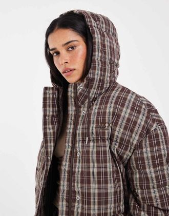 Jack & Jones piumino a quadri bordeaux-Rosso