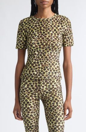 Siedres Idyl Print Velvet Devor&eacute; Open Back Top in Brown at Nordstrom, Size X-Small
